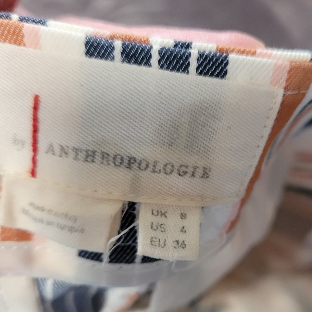 Anthropologie Striped Mid Rise Flare Pants 4 Retro Coastal 70s Style Bell Bottom - Picture 4 of 9